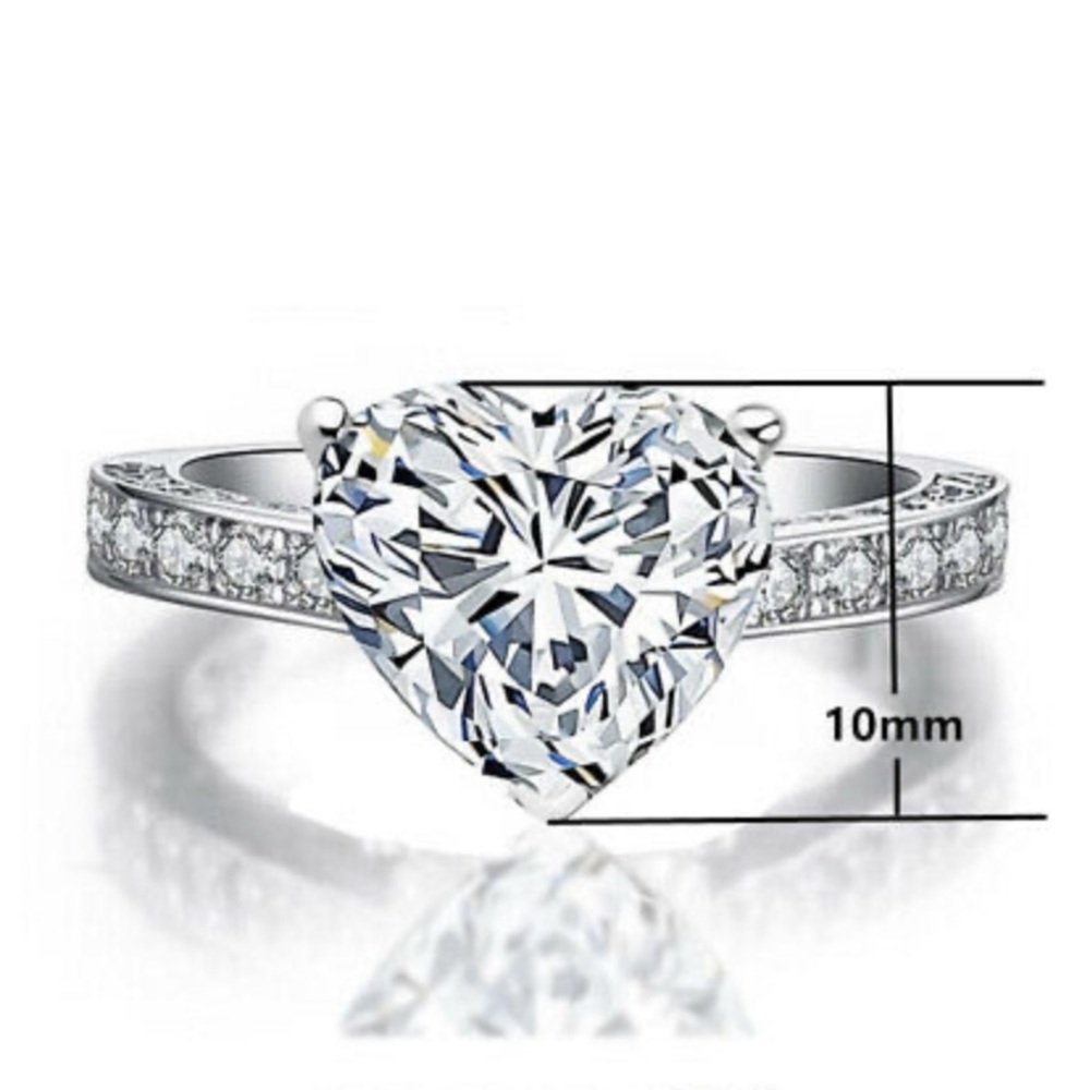 NEW Elegant Heart 925 Sterling Silver Ring - Picture 5 of 7